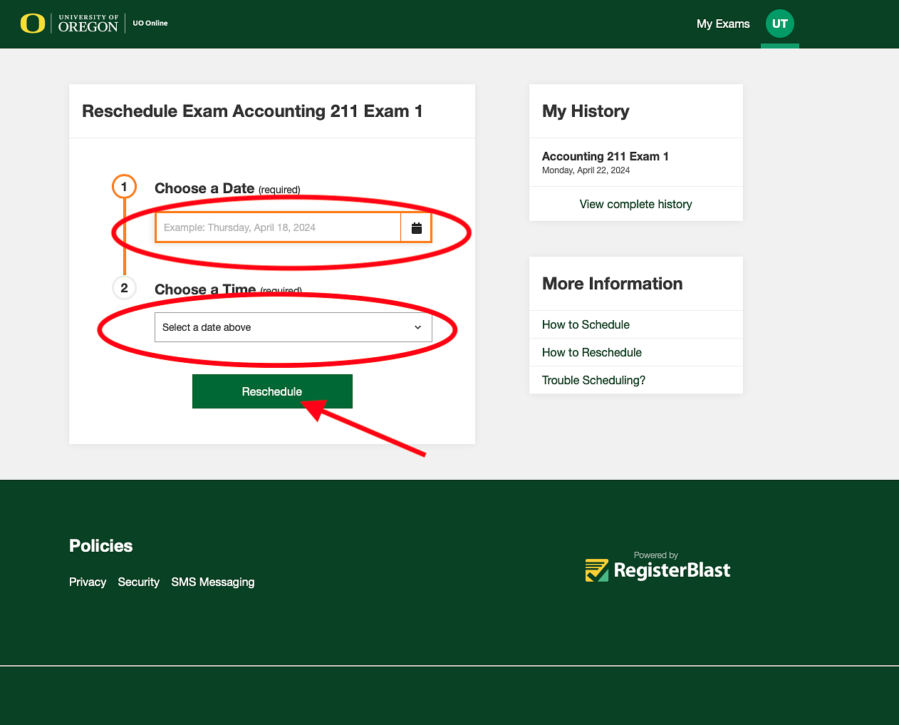 Registerblast Rescheduling Exam 5