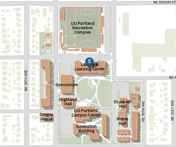 Map of UO Portland Library & Learning Center map